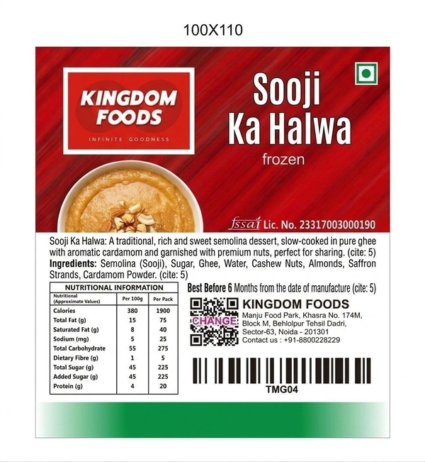 Kingodm Foods Sooji Ka Halwa (Frozen) – 1 Kg