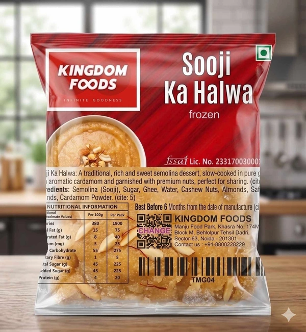 Kingodm Foods Sooji Ka Halwa (Frozen) – 1 Kg