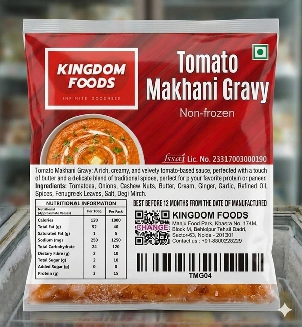 Kingodm Foods Tomato Makhani Gravy (Non Frozen) – 1 Kg/Pc