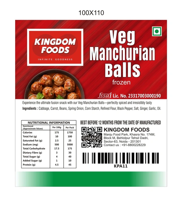 Kingodm Foods Veg Manchurian Balls (Frozen) (20 Gm/Pc) – 1 Kg