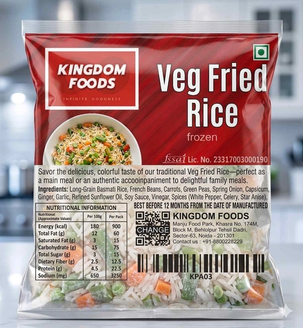 Kingodm Foods Veg Fried Rice (Frozen) – 1 Kg