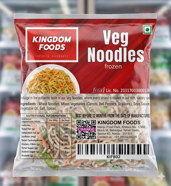 Kingodm Foods Veg Noodles (Frozen) (330 Gm) – Pack of 3 Pieces, 1 Kg