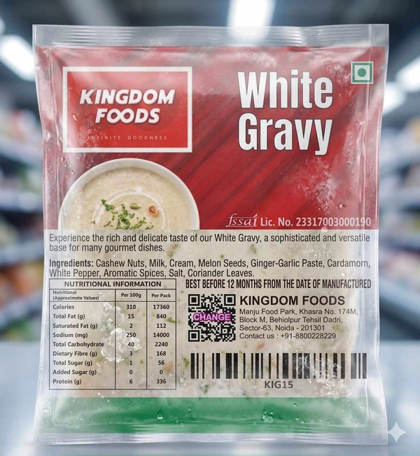 Kingodm Foods White Gravy (Frozen) – 1 Kg