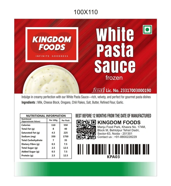 Kingodm Foods White Pasta Sauce (Frozen) – 1 Kg