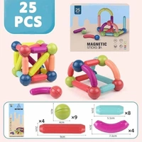 Magnetic Sticks Building Blocks- Educational Stem Learning Magnet Stick with Balls Game Set (25 Pcs),Multicolor