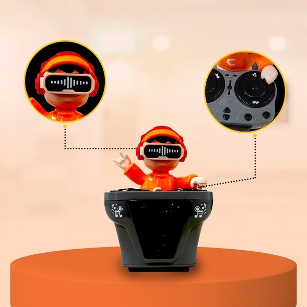 Dancing DJ Man with Music and Lights