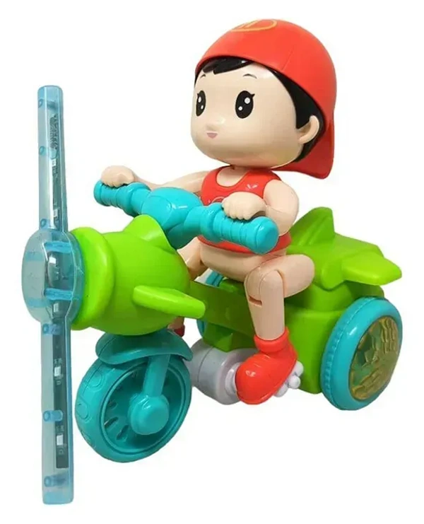 Musical 360° Rotating Stunt Tricycle with Joker Bump Action - Turquoise