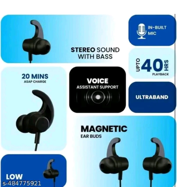 Pear Neckband Premium Quality Pear 2 Years Warranty - Black, FREE