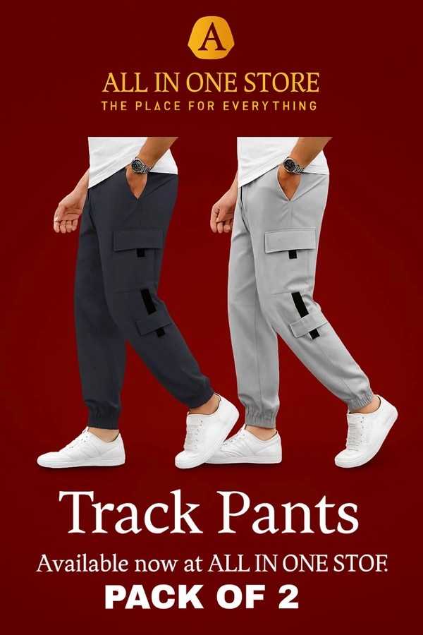 Men’s Stylish Cargo Track Pants – Pack of 2 (Black & Grey)