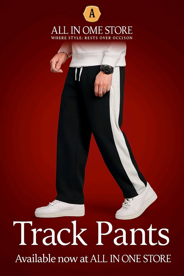 Premium Black & White Side-Striped Track Pants – Comfort Meets Style