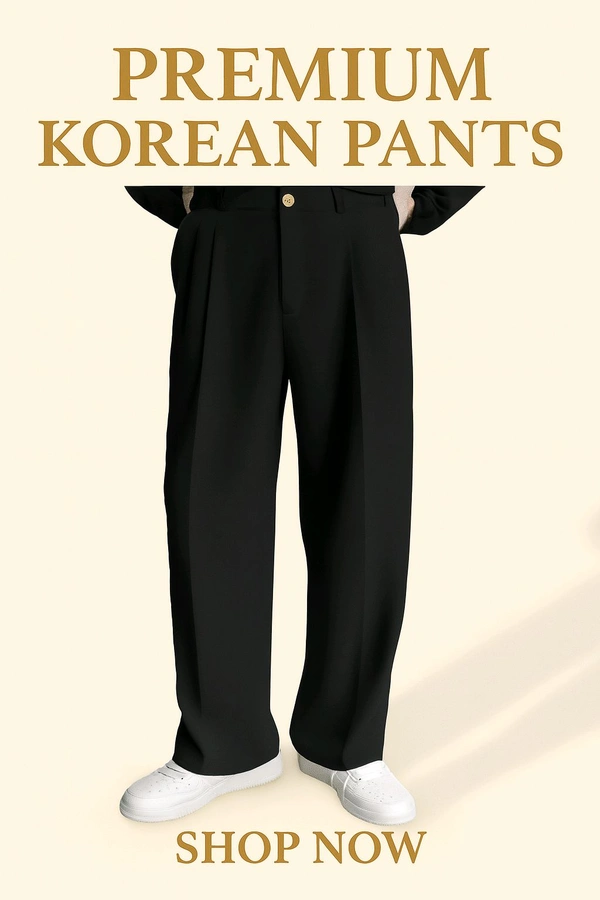 Premium Comfort Korean Pants – Classic Wide-Leg Trousers
