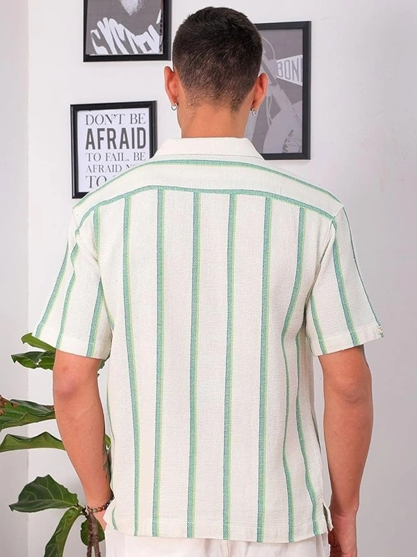 Deepa's Vasthraalayam Men Cotton Relaxed Fit Striped Half Sleeves Shirt - XL