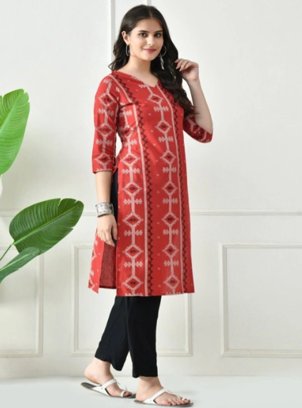 Deepa's Vasthraalayam Printed Cotton Straight Kurta For Women - L