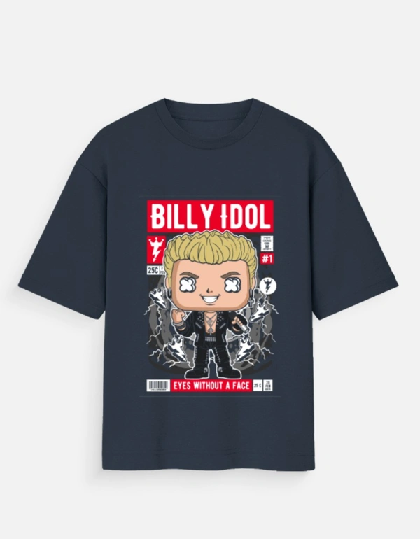Deepa's Vasthraalayam Billy Idol Oversized Tshirt (Premium) - XL, Navy Blue