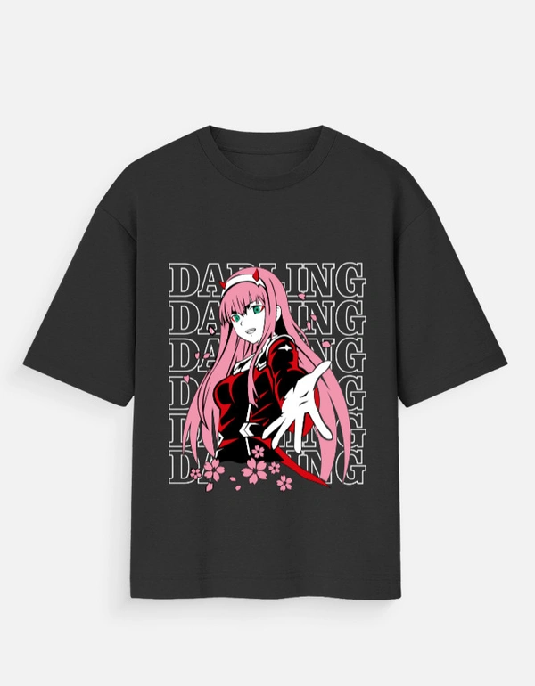 Deepa's Vasthraalayam Darling in the Franxx Oversized Tshirt (Premium) - S, Black