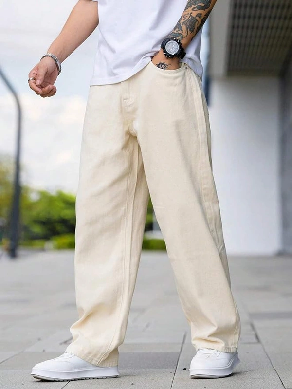 Deepa's Vasthraalayam Jeans for Men - 32, Cream