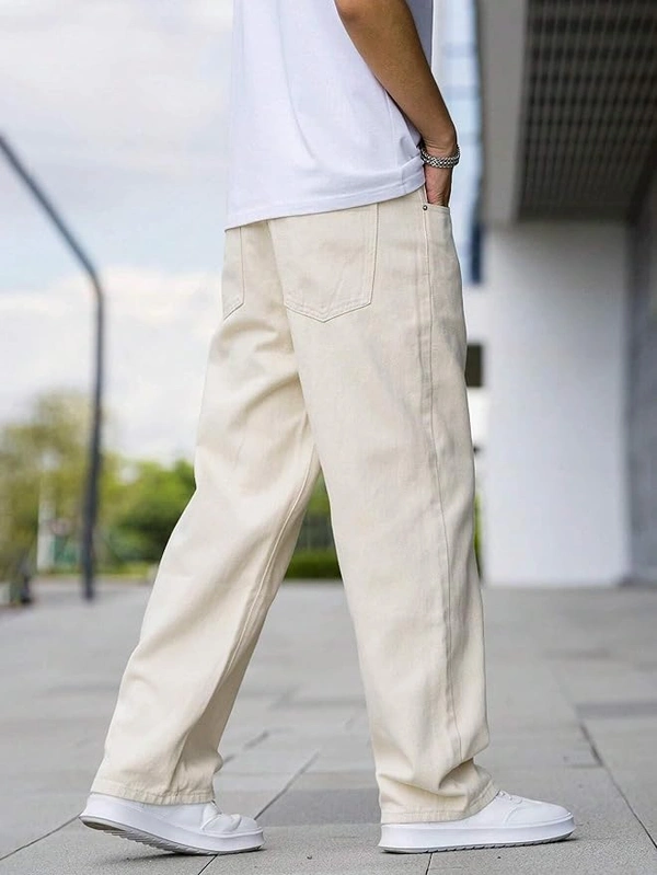 Deepa's Vasthraalayam Jeans for Men - 32, Cream