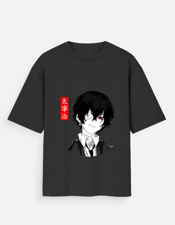Deepa's Vasthraalayam Osamu Dazai Oversized Tshirt (Premium) - L, Black