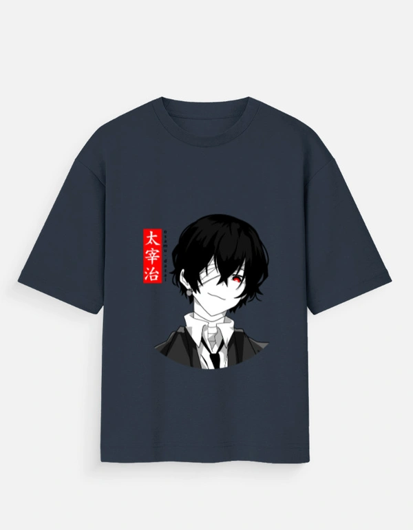 Deepa's Vasthraalayam Osamu Dazai Oversized Tshirt (Premium) - XXL, Navy Blue