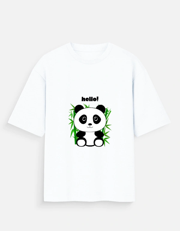 Deepa's Vasthraalayam Panda Oversized Tshirt (Premium) - S, White