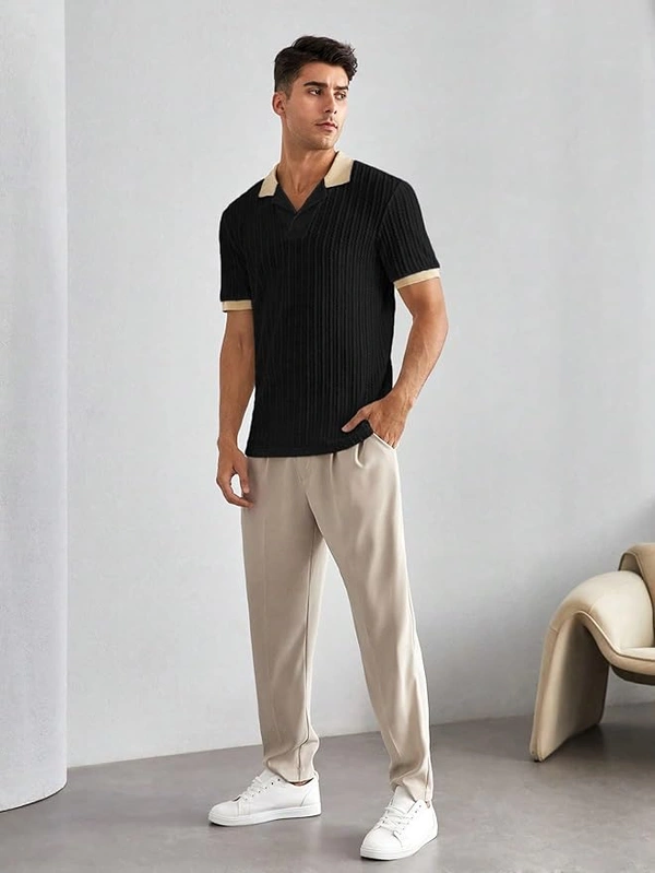 Deepa's Vasthraalayam Polo T Shirt for Men - XL, Black