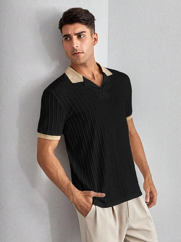 Deepa's Vasthraalayam Polo T Shirt for Men - XL, Black