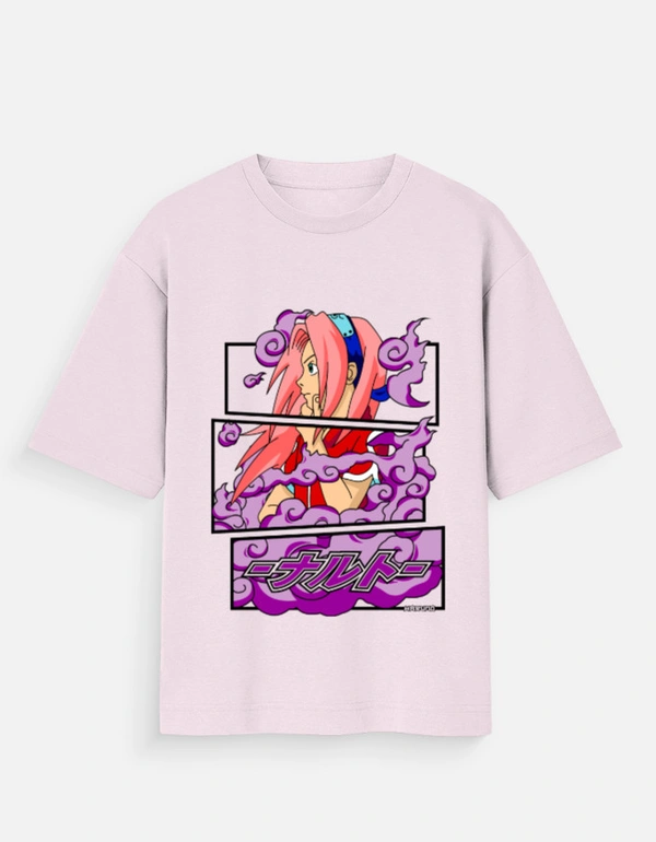 Deepa's Vasthraalayam Sakura Haruno Oversized Tshirt (Premium) - S, Pink