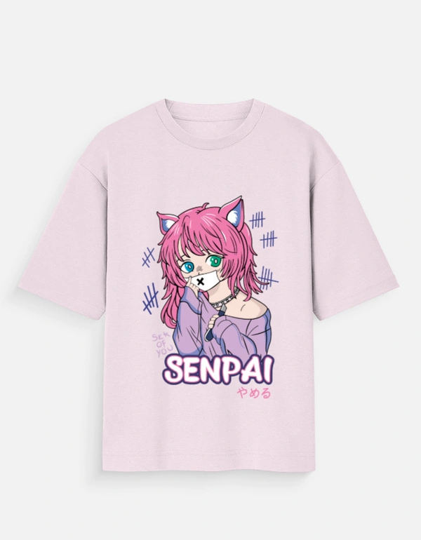 Deepa's Vasthraalayam Senpai Oversized Tshirt (Premium) - XL, Pink