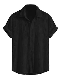 Deepa's Vasthraalayam Stylish Slim Fit Shirt for Men (Black) - XL, Black