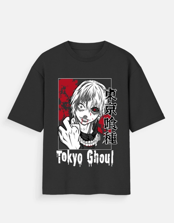 Deepa's Vasthraalayam Tokyo Ghoul Oversized Tshirt (Premium) - M, Black