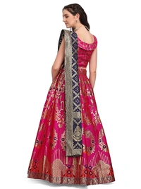 Deepa's Vasthraalayam Women's Jacquard Semi-Stitched Lehenga choli - Semi Stitched, Pink