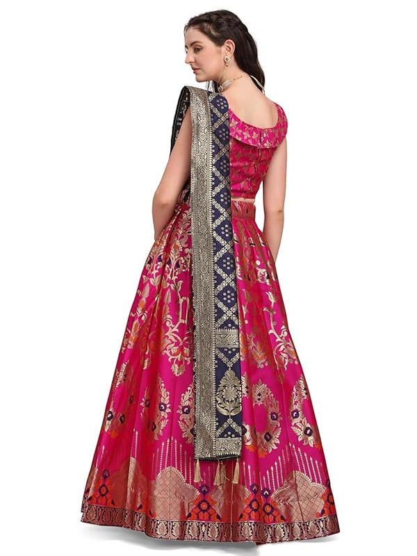 Deepa's Vasthraalayam Women's Jacquard Semi-Stitched Lehenga choli - Semi Stitched, Pink