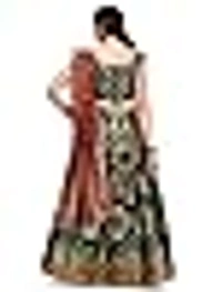 Deepa's Vasthraalayam Women's Jacquard Semi-Stitched Lehenga choli - Semi Stitched, Dark Green