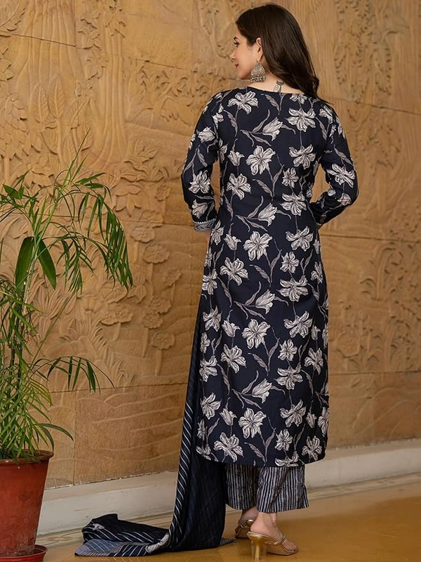 Deepa's Vasthraalayam Women's Rayon Floral Straight Printed Kurta - 4XL, Black