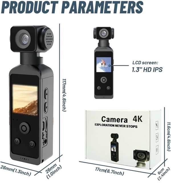 Pocket 2 - Handheld 4K Action Camera with 1.3" CMOS Sensor, SD Card Slot, Waterproof Case, Motorcycle Mount (DJIHAND Camera)