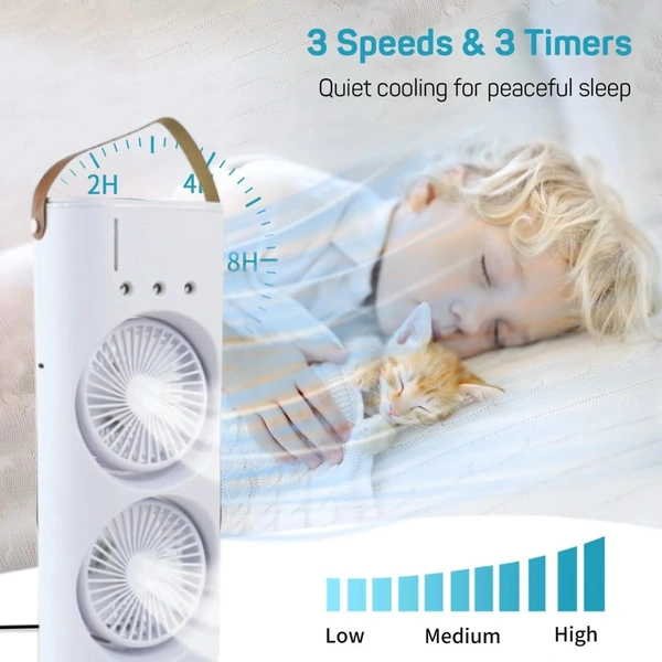 Electric Fan Desktop Double-Head Powerful Air (1 Pc / With Remote / Plug And Play)