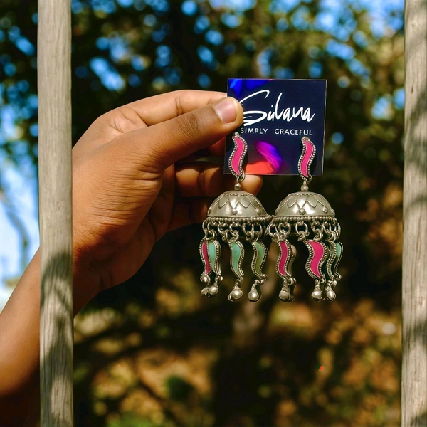 South Indian Oxidized Jhumka Earrings – Colourful South Indian Jhumka