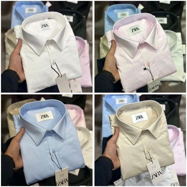 Zara Plain Shirts For Men - 4 Pc Combo Stylish & Comfortable - XXL-44