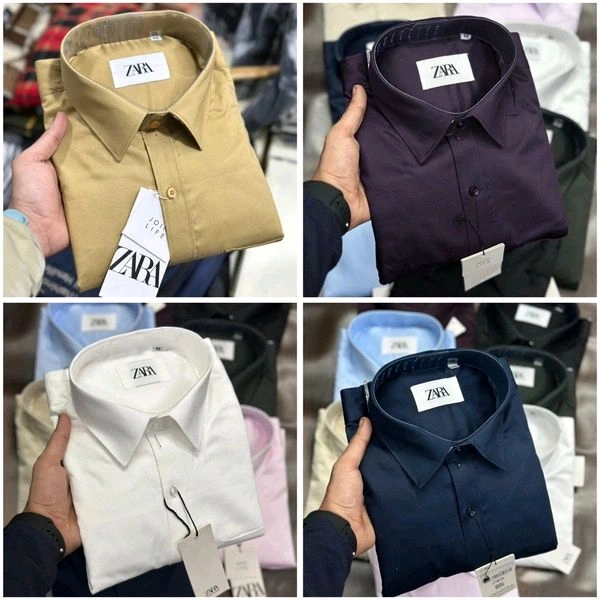 Zara Plain Shirts For Men - 4 Pc Combo Stylish & Comfortable - L-40