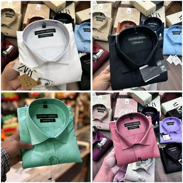 Zara Plain Shirts Combo Of 4pcs  - L-40