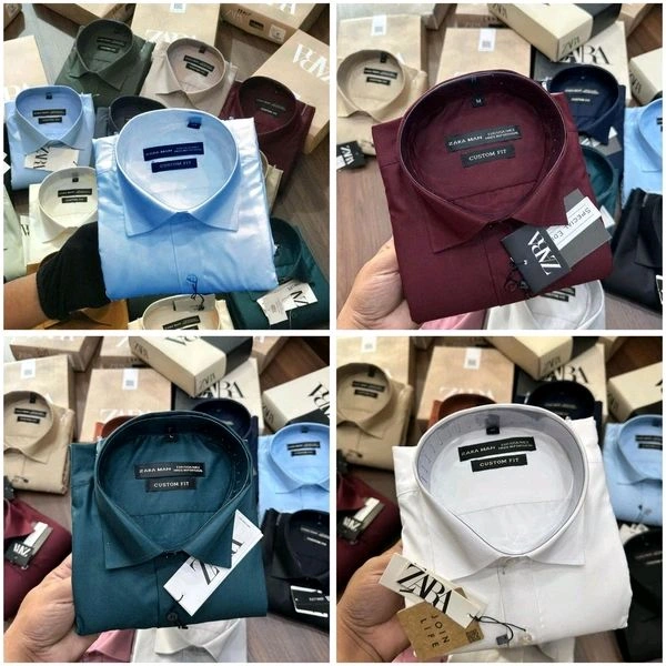 Zara Plain Shirts Combo Of 4pcs - L-40