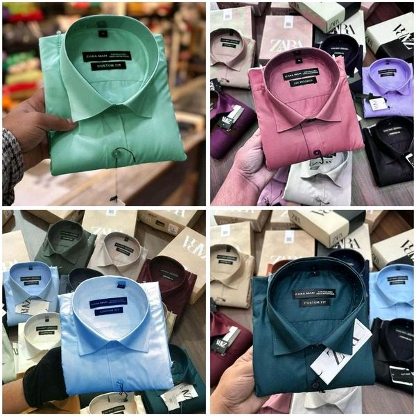 Zara Plain Shirts Combo Of 4pcs - L-40