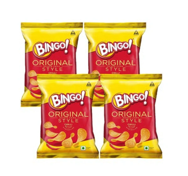 bingo Bingo Original Style Chilli Potato Chips - Pack of 4 - 4 x 43 g