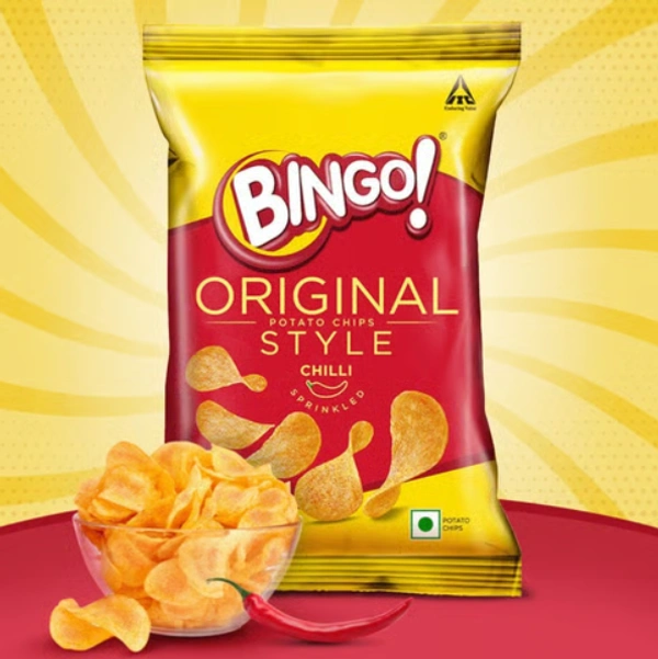 bingo Bingo Original Style Chilli Potato Chips - Pack of 4 - 4 x 43 g