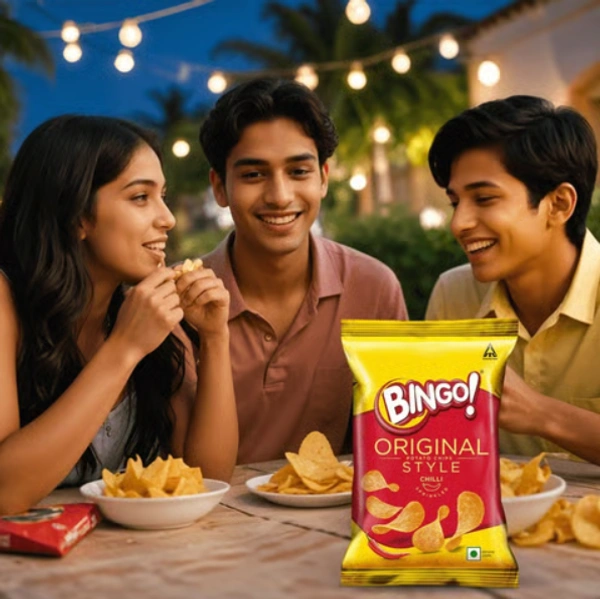 bingo Bingo Original Style Chilli Potato Chips - Pack of 4 - 4 x 43 g