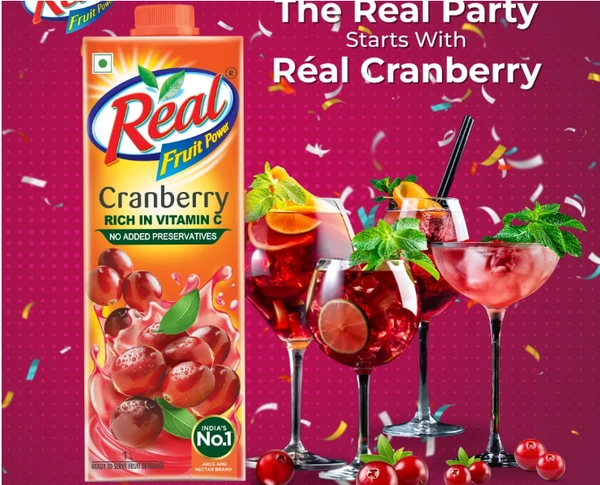 Real Fruit Power Cranberry Juice - 1 ltr