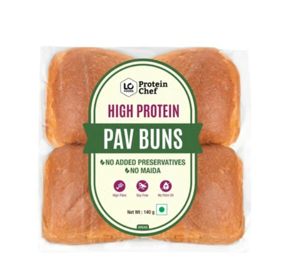 Protein Chef High Protein Pav Bun (Zero Maida, Multigrain) - 140 g (4 pieces)