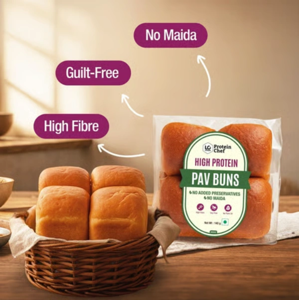 Protein Chef High Protein Pav Bun (Zero Maida, Multigrain) - 140 g (4 pieces)