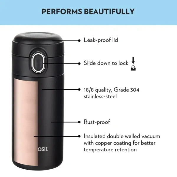 BOROSIL Borosil Traveller 300ml Stainless Steel Water Bottle Double Wall Insulated