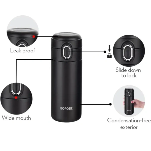 BOROSIL Borosil Traveller 300ml Stainless Steel Water Bottle Double Wall Insulated